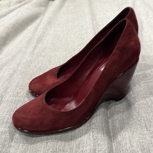 Cole Haan Nike Air Wedges Burgundy Suede-Size 8.5